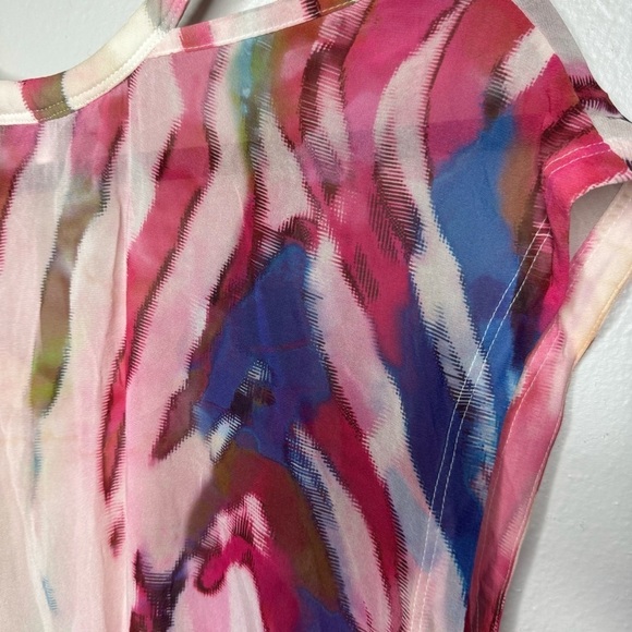 IRO Makena Silk Abstract Rainbow Zebra Ruched Blouson Dress - Picture 12 of 14